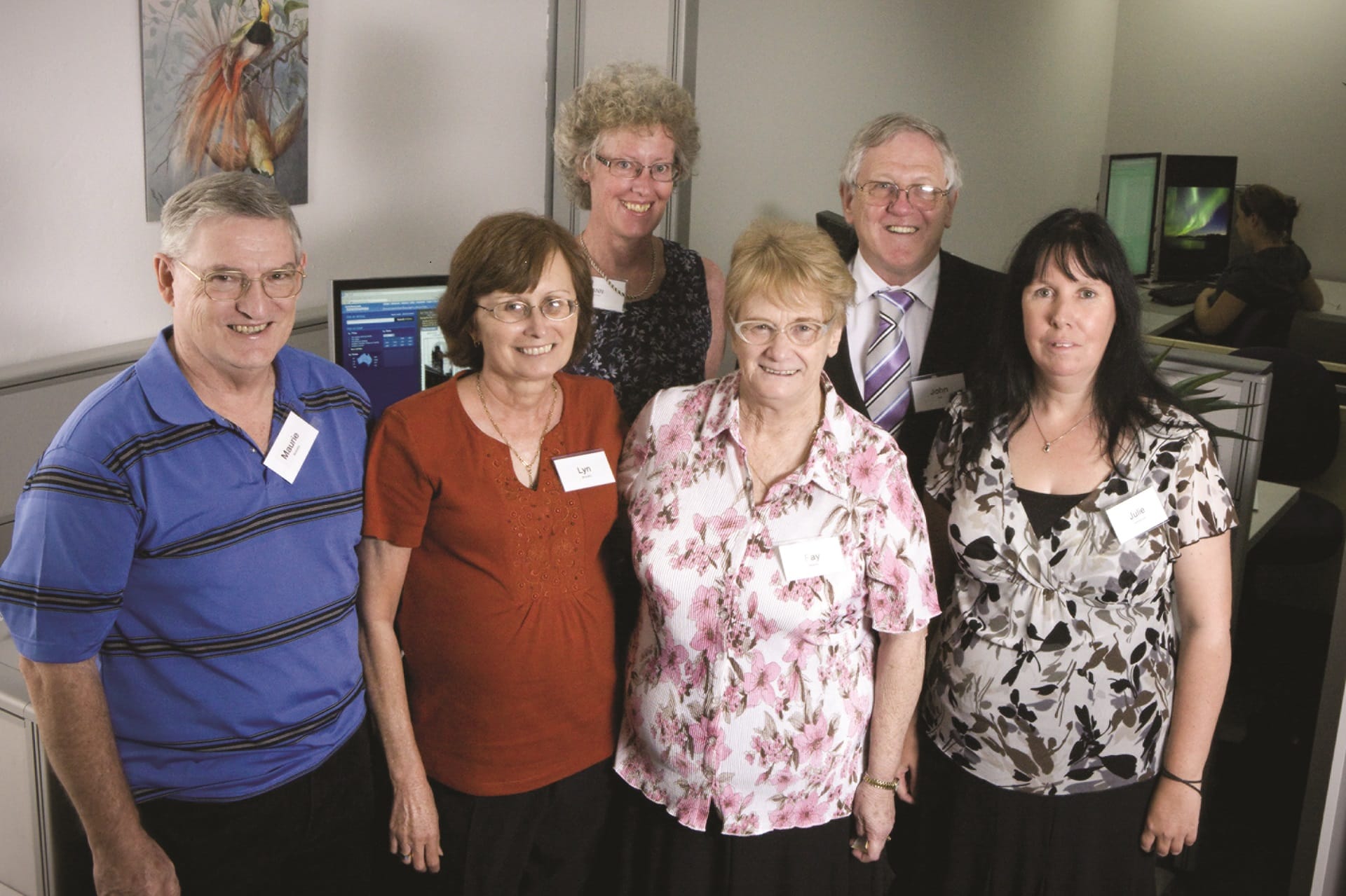 Top Trove correctors (left to right): Maurie Mulcahy, Lyn Mulcahy, Ann Manley, Fay Walker, John Hall and Julie Hempenstall. They received the Australia Day medal in 2010 for their work on Trove. Courtesy of Samuel Cooper, National Library of Australia.